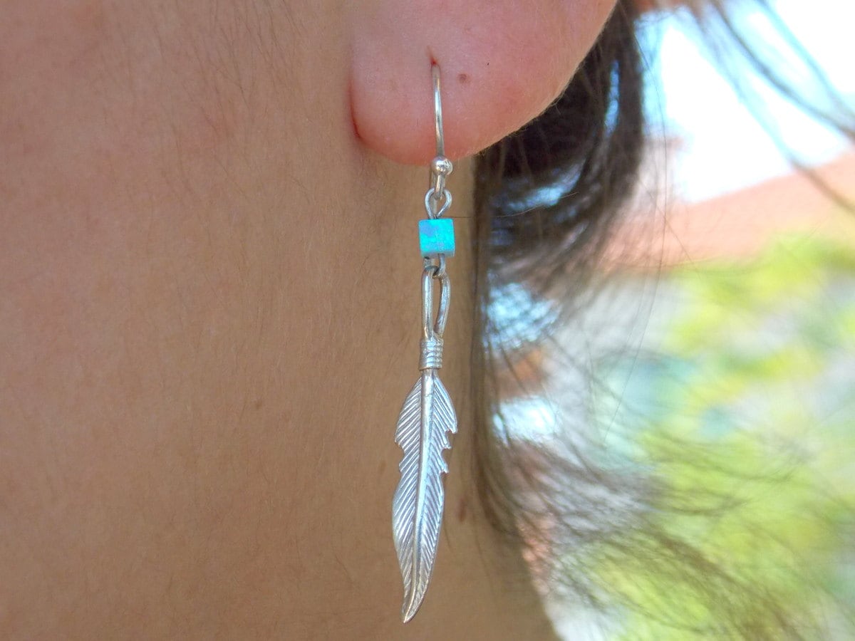Silber Feder Ohrringe - Opal Boho Silberohrringe Silberfeder Silber Feder Ohrringe - Opal Boho Silberohrringe Silberfeder von sofisjewelrystore
