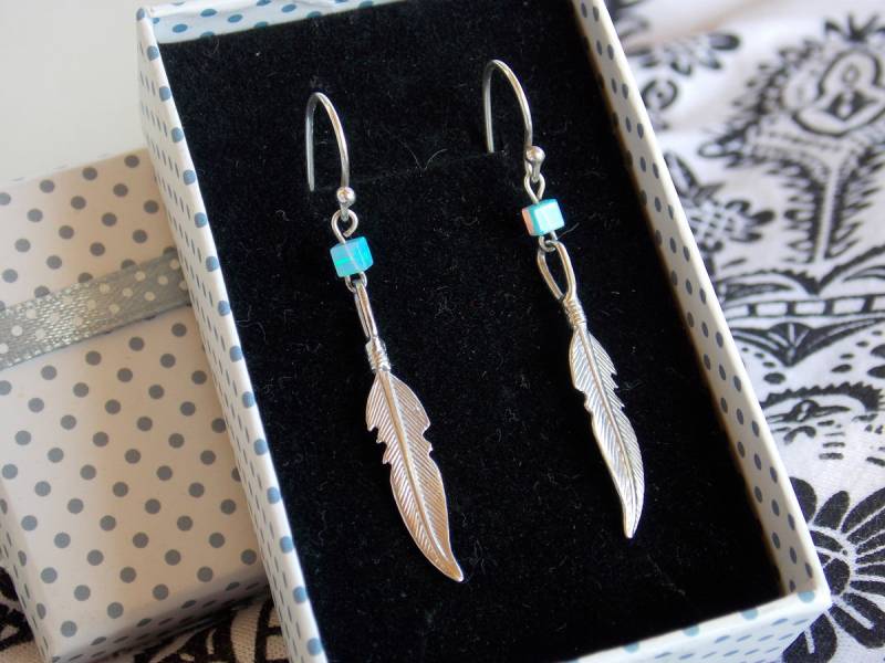 sterling Silber Feder Ohrringe Opal Boho Ohrringe sterling Silber Feder Ohrringe Opal Boho Ohrringe von sofisjewelrystore