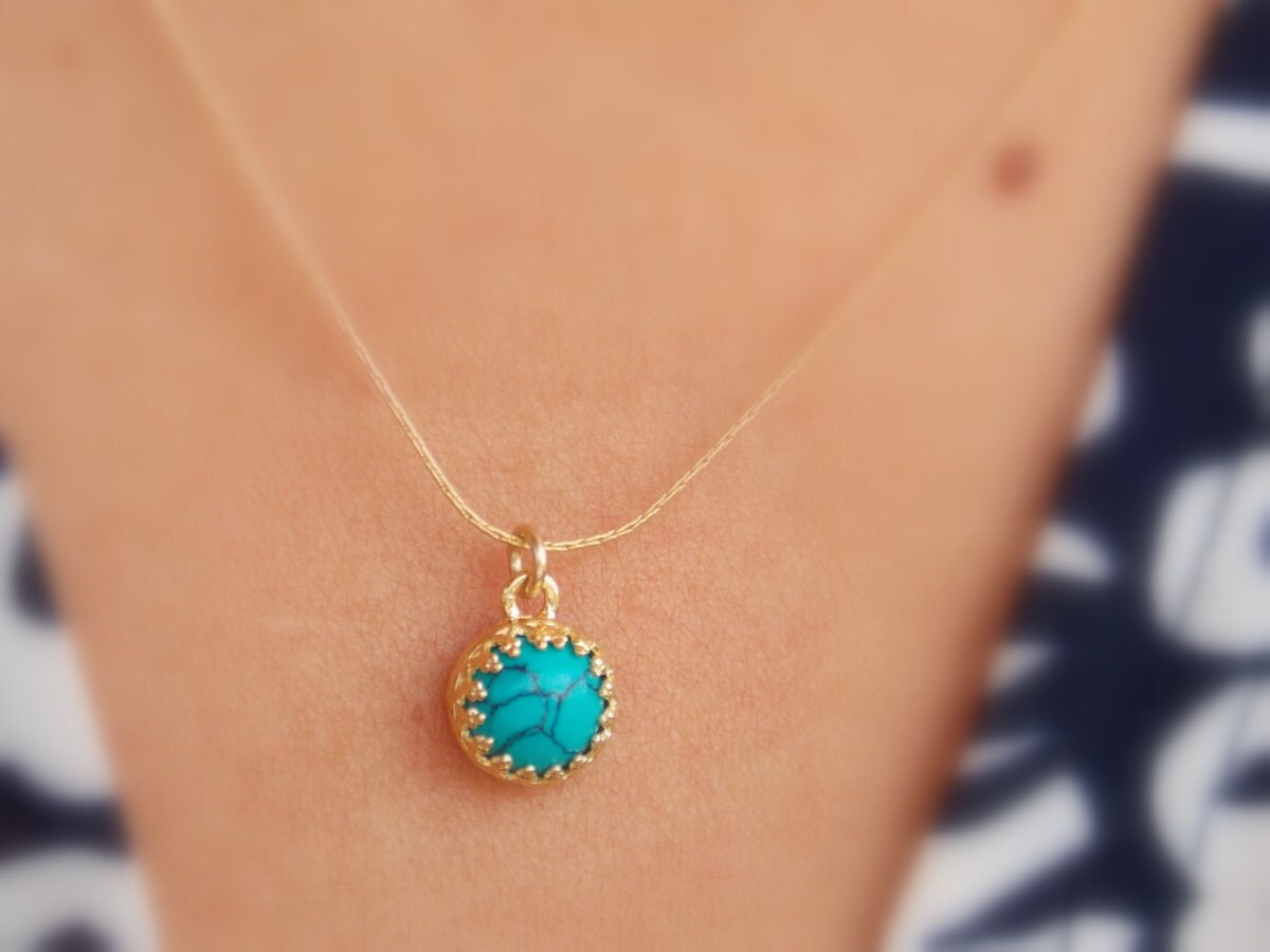 Türkis Howlith Gold Gefüllt Halskette - Kette Krone Einstellung Krone-Lünette Geschenk Türkis Howlith Gold Gefüllt Halskette - Kette Krone Einstellung Krone-Lünette Geschenk von sofisjewelrystore