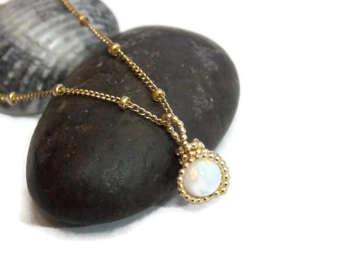 Weiße Opal Gold Filled Halsketten - Schmuck Filled Kette Perlenkette Kugelkette Weiße Opal Gold Filled Halsketten - Schmuck Filled Kette Perlenkette Kugelkette von sofisjewelrystore