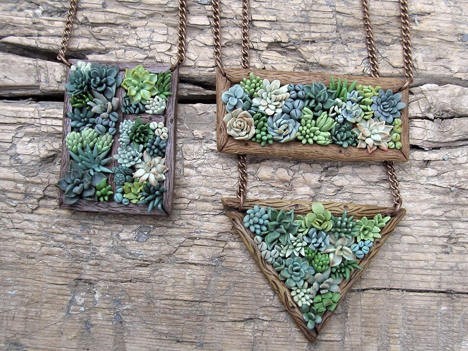 Sukkulenten Schmuck - Blumen Anhänger Polymer Clay Garten Sommer Halskette Preis Für Einen Sukkulenten Schmuck - Blumen Anhänger Polymer Clay Garten Sommer Halskette Preis Für Einen von sofoxyclay