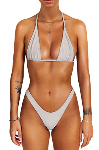 sofsy Bikinioberteil für Damen sexy Zweiteiler TriangelBikinioberteil Badeanzug Steingrau (Top & Bottoms separat erhältlich!) größe Small 32dd 34dd von sofsy