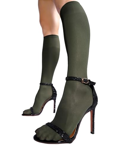 sofsy Blickdichte Kniestrümpfe | 40 Den - Military Green - One Size von sofsy