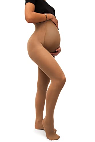 sofsy Ultra-Dehnbare Umstandsstrumpfhose für Damen [Hergestellt in Italien] 50 Denier Schwangerschaftsstrumpfhose | Bronze - XL von sofsy