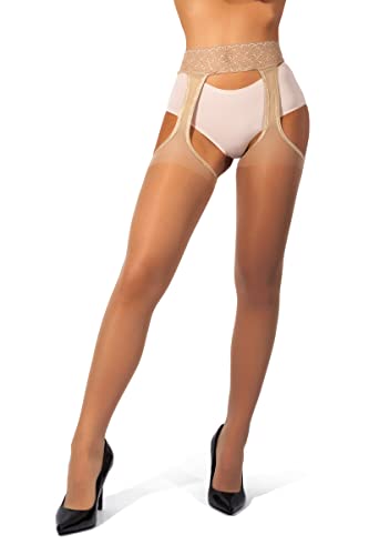 sofsy Hosenträger Strumpfhose Strumpfband Gürtel Strumpfhose Mock Strümpfe 20 Den Beige Natural 6 - XX-Large von sofsy