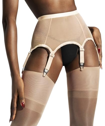 sofsy Strapsgürtel mit Riemen für Strümpfe - Strapsen Dessous - (Strapshalter Wird Separat von Strümpfen Verkauft) Light Tan 3 - Medium von sofsy