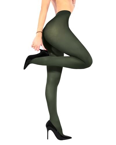 sofsy Ultra-Dehnbare Farbige Strumpfhosen Damen 40 Denier | Hergestellt in Italien – 100% Oeko-Tex Zertifiziert | Militärgrün - XL von sofsy