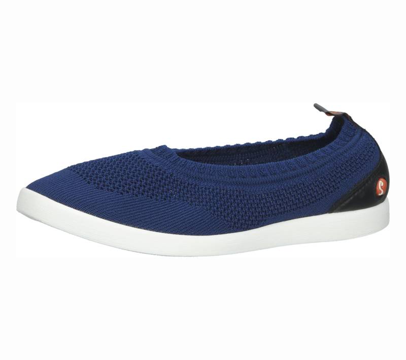 softinos Damen Freizeit-Ballerina schlichte Basic-Schuhe Schlupf-Schuhe LALI694SOF Blau/Schwarz von softinos