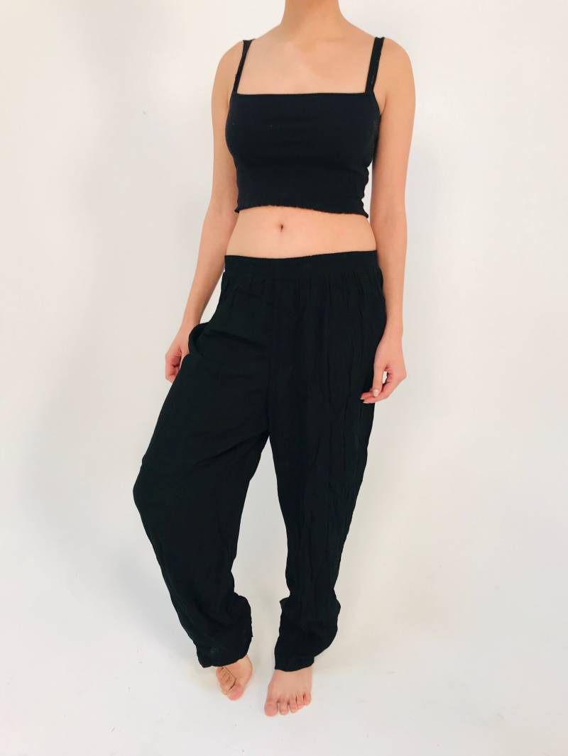 Vtg Black Rayon Entspannte Pant von soggyrosesVTG