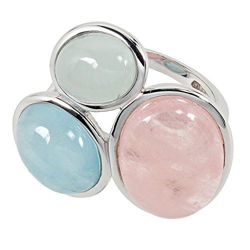 sogni d'oro Silberzeit Damen-Ring Sterling-Silber 925 rhodiniert Multiberyll Beryll rosa blau grün RW16 von sogni d'oro