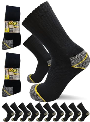 sogzz Arbeitssocken Herren | 10 Paar | Arbeit Socken, Arbeitersocken z.B. für Arbeitsschuhe, Work Socks, Modell: Work Basic, 39-42, Schwarz/Grau von sogzz