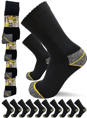 sogzz Arbeitssocken Herren | 20 Paar | Arbeit Socken, Arbeitersocken z.B. für Arbeitsschuhe, Work Socks, Modell: Work Basic, 43-46, Schwarz/Grau von sogzz