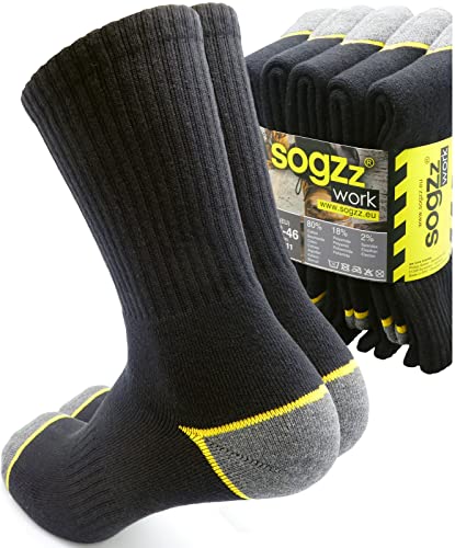 sogzz Arbeitssocken Herren 80% Baumwolle schwarz, für die Arbeit z.B. für Arbeitsschuhe, 5 Paar Arbeiter Socken für Männer, lang, stark & robust, work socks, Arbeitersocken in 39-42 von sogzz