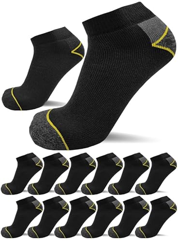 sogzz Arbeitssocken Sneaker Socken Herren kurz | 12 Paar | Arbeit Socken, Arbeitersocken z.B. für Arbeitsschuhe, Work Socks, Modell: Work Sneaker Basic, 47-50, Schwarz/Grau von sogzz