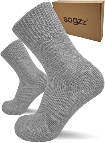sogzz 2 Paar warme Diabetikersocken, Wintersocken, Herren Damen, Gr. 35-50, Winter Wollsocken aus hochwertiger premium Schafwolle, dicke Socken aus Wolle für Diabetiker, hellgrau, 35-38 sogzz 2 Paar warme Diabetikersocken, Wintersocken, Herren Damen, Gr. 35-50, Winter Wollsocken aus hochwertiger premium Schafwolle, dicke Socken aus Wolle für Diabetiker, hellgrau, 35-38 von sogzz