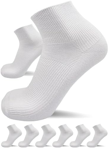 sogzz Diabetikersocken Herren Damen | 6 Paar | ohne Gummibund, ohne Naht, Kurzsocken, kurze Diabetiker Socken, Quarter Socken kurz, 80% Baumwolle, Modell: Diabetic Quarter, 35-38 Weiß von sogzz