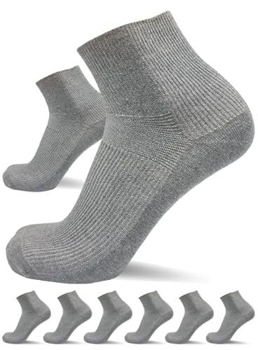 sogzz Diabetikersocken Herren Damen | 6 Paar | ohne Gummibund, ohne Naht, Kurzsocken, kurze Diabetiker Socken, Quarter Socken kurz, 80% Baumwolle, Modell: Diabetic Quarter, 39-42 Grau von sogzz