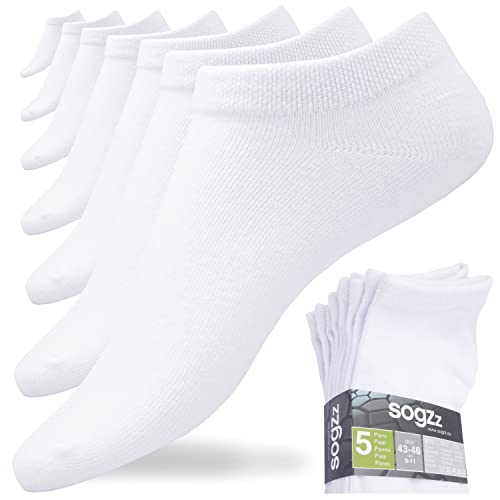 sogzz Sneaker Socken 80% Baumwolle Kurzsocken Damen Herren, Low-Cut Füßlinge für Arbeit, Sport und Freizeit (35-38, 5 Paar | Weiß) von sogzz