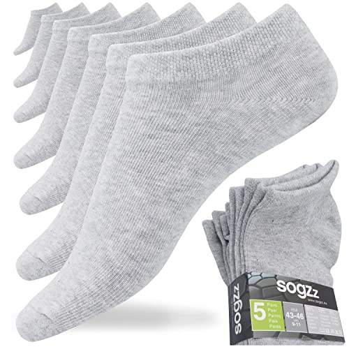 sogzz Sneaker Socken 80% Baumwolle Kurzsocken Damen Herren, Low-Cut Füßlinge für Arbeit, Sport und Freizeit (39-42, 5 Paar | Grau) von sogzz