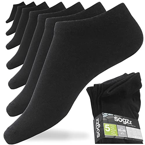 sogzz Sneaker Socken 80% Baumwolle Kurzsocken Damen Herren, Low-Cut Füßlinge für Arbeit, Sport und Freizeit (39-42, 5 Paar | Schwarz) von sogzz