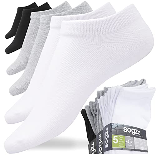 sogzz Sneaker Socken 80% Baumwolle Kurzsocken Damen Herren, Low-Cut Füßlinge für Arbeit, Sport und Freizeit (39-42, 5x Schwarz + 5x Weiß + 5x Grau) von sogzz