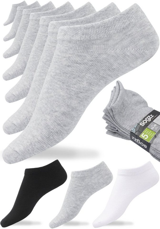 sogzz Sneakersocken 5-60 Paar Sneaker Socken 80% Baumwolle Damen Herren Weiß Schwarz Grau (10-Paar) von sogzz