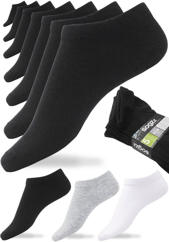 sogzz Sneakersocken 5-60 Paar Sneaker Socken 80% Baumwolle Damen Herren Weiß Schwarz Grau (10-Paar) von sogzz