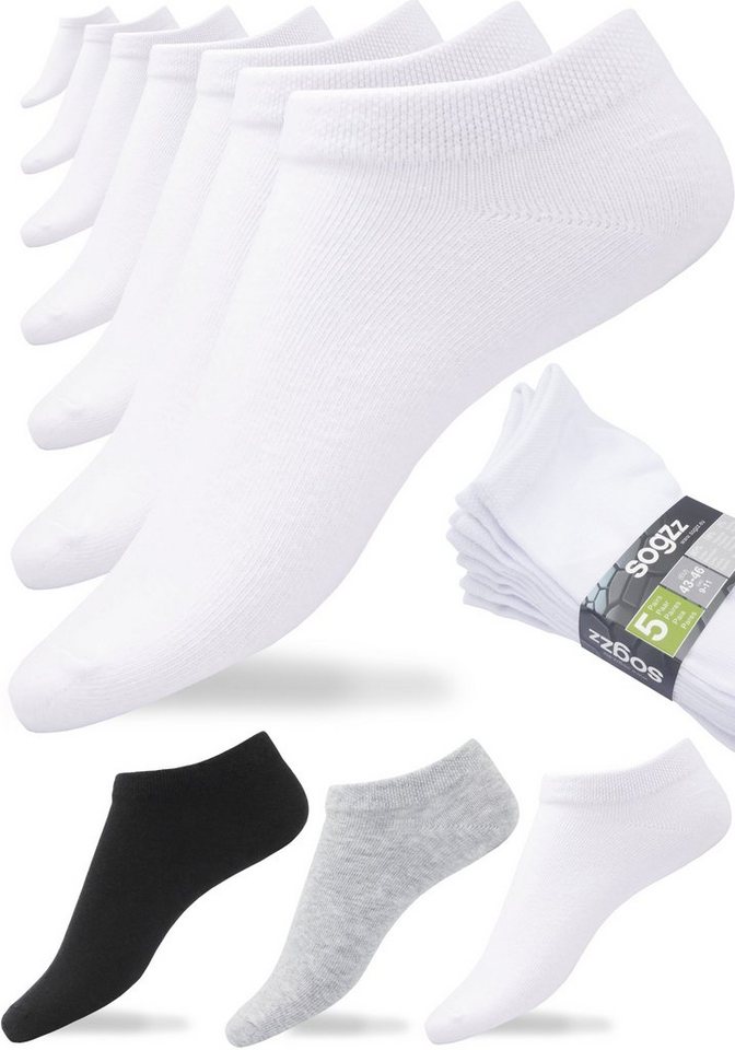 sogzz Sneakersocken 5-60 Paar Sneaker Socken 80% Baumwolle Damen Herren Weiß Schwarz Grau (30-Paar) von sogzz