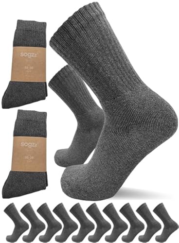 sogzz Tennissocken | 10 Paar | Herren Damen 80% Baumwolle, Sportsocken, Arbeitssocken, Tennis Sport Freizeit Arbeit Socken Grau Unisex, Modell: Sport Basic, 35-38, Dunkelgrau von sogzz