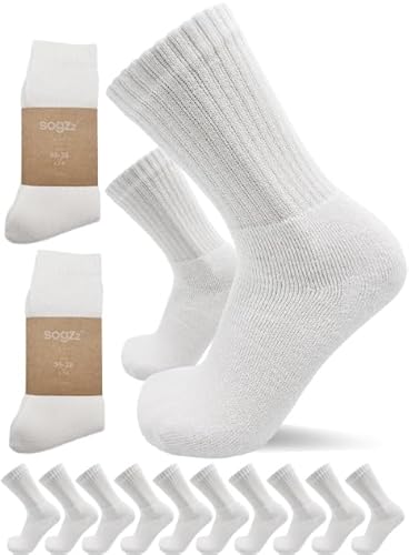 sogzz Tennissocken | 10 Paar | Herren Damen 80% Baumwolle, Sportsocken, Arbeitssocken, Tennis Sport Freizeit Arbeit Socken Unisex, Modell: Sport Basic, 39-42, Weiß von sogzz