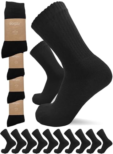 sogzz Tennissocken | 20 Paar | Herren Damen 80% Baumwolle, Sportsocken, Arbeitssocken, Tennis Sport Freizeit Arbeit Socken Unisex, Modell: Sport Basic, 35-38, Schwarz von sogzz