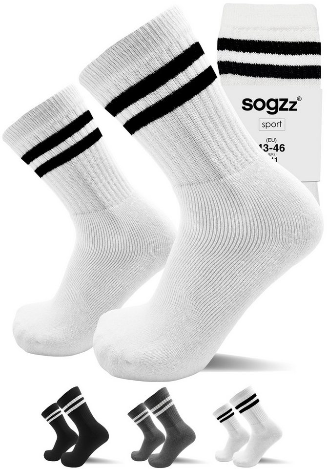 sogzz Tennissocken 4-16 Paar Sportsocken Gr. 35-50 Herren Damen Schwarz Weiss Dunkelgrau (Tennis Sport Socken Streifen - Basic Stripes, 4-Paar) von sogzz