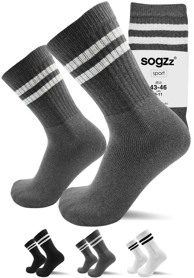 sogzz Tennissocken 4-16 Paar Sportsocken Gr. 35-50 Herren Damen Schwarz Weiss Dunkelgrau (Tennis Sport Socken Streifen - Basic Stripes, 8-Paar) von sogzz