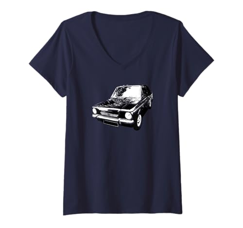 Damen Hillman Imp Californian 1960er britischer Oldtimer T-Shirt mit V-Ausschnitt Damen Hillman Imp Californian 1960er britischer Oldtimer T-Shirt mit V-Ausschnitt von soitwouldseem