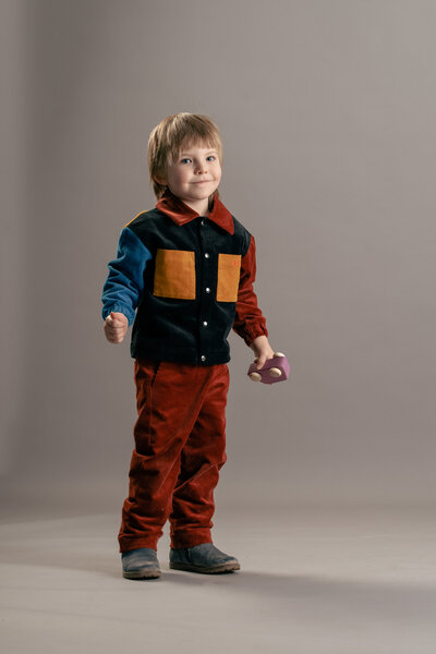 soki Workwear Kids Cord Jacket - Colorblock von soki