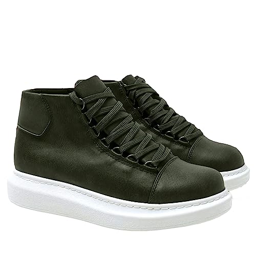 Solaress 958 Herren Sneaker, Leder High-Top Fashion Schuhe (Khaki, eu_Footwear_Size_System, Adult, Men, Numeric, medium, Numeric_44) von solaress seyahat aksesuarları