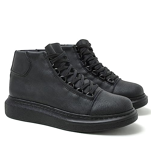 Solaress 958 Herren Sneaker, Leder High-Top Fashion Schuhe (Schwarz, eu_Footwear_Size_System, Adult, Men, Numeric, medium, Numeric_43) von solaress seyahat aksesuarları