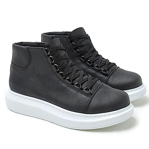 Solaress 958 Herren Sneaker, Leder High-Top Fashion Schuhe (Schwarz W, eu_Footwear_Size_System, Adult, Men, Numeric, medium, Numeric_42) von solaress seyahat aksesuarları