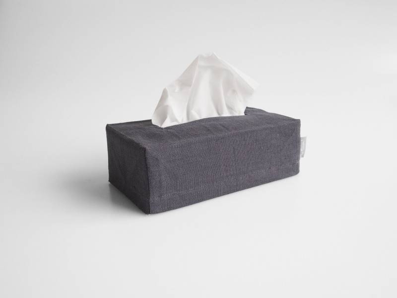 Anthrazit Leinen Taschentuchbox Hülle. Taschentuchbox-Etui von solinen
