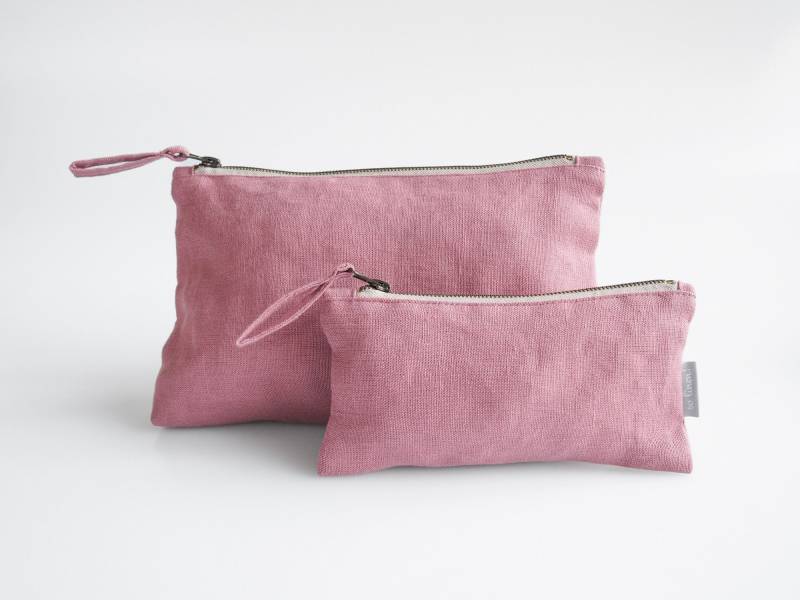 Kosmetiktasche Aus Leinen. Leinen in Staubigem Rosa von solinen