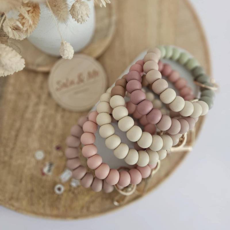 Schlüsselanhänger Armband | Personalisiertes Schlüsselarmband Im Boho-style Schlüsselband Silikonperlen - Weihnachtsgeschenk Für Frauen von soluandme