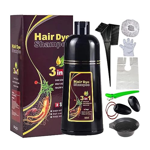 Black Instant Hair Color Shampoo for Gray Hair, 3 In 1 Black Hair Dye Shampoo, Herbal Coloring in Minutes for Women & Men-Coffee von soluk