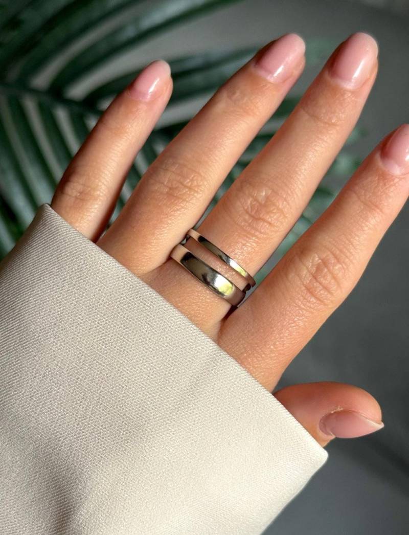 Adjustable Y2K Stainless Steel Ring - Silver Open Band Ring, Unisex Minimalist Jewelry von solynebijoux