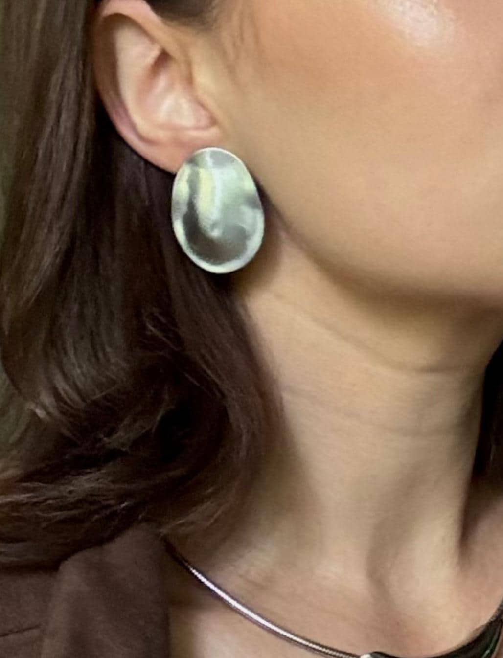 Chunky Earrings Silver Oval - Bold Statement Earrings, Organic Shape Studs, Minimalist Modern Jewelry, Non Tarnish Lightweight von solynebijoux