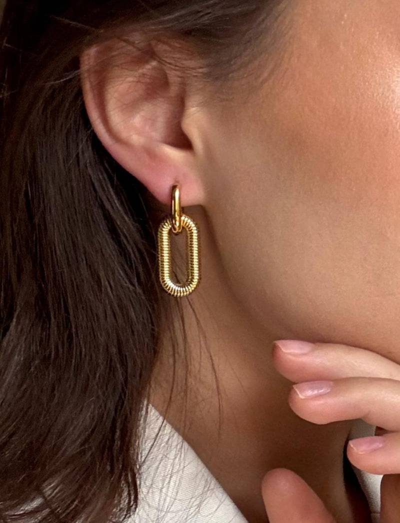 Chunky Gold Link Earrings - Chain Drop Earrings, Stainless Steel Statement Hoops, Gift For Her von solynebijoux