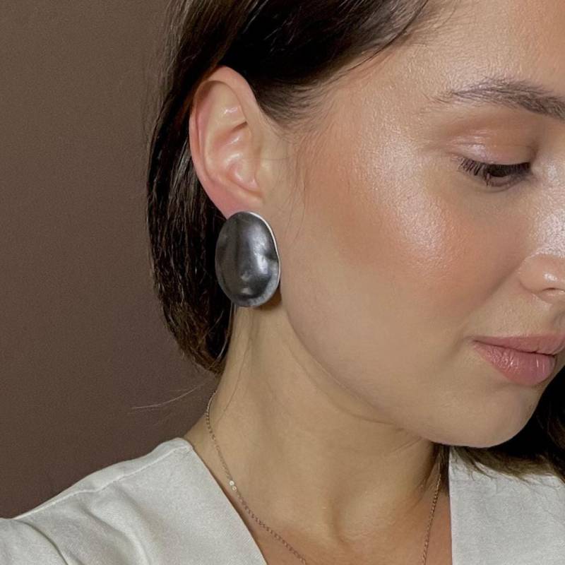 Oval Statement Earrings Stainless Steel - Organic Shape Stud For Women, Modern Minimalist Jewelry Gift Oval Statement Earrings Stainless Steel - Organic Shape Stud For Women, Modern Minimalist Jewelry Gift von solynebijoux