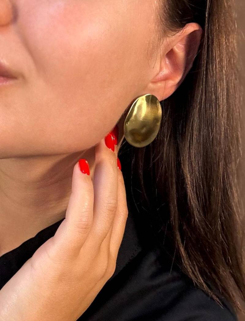 Statement Chunky Stainless Steel Oval Earrings, Bold Modern Minimalist Style von solynebijoux