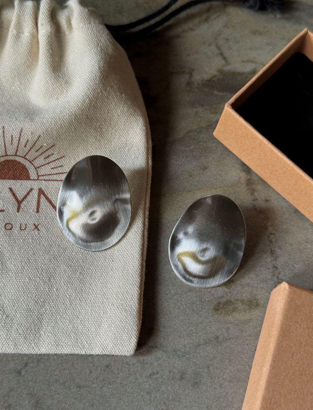 Statement Earrings Stainless Steel - Organic Shape Stud For Women, Modern Minimalist Jewelry Gift von solynebijoux