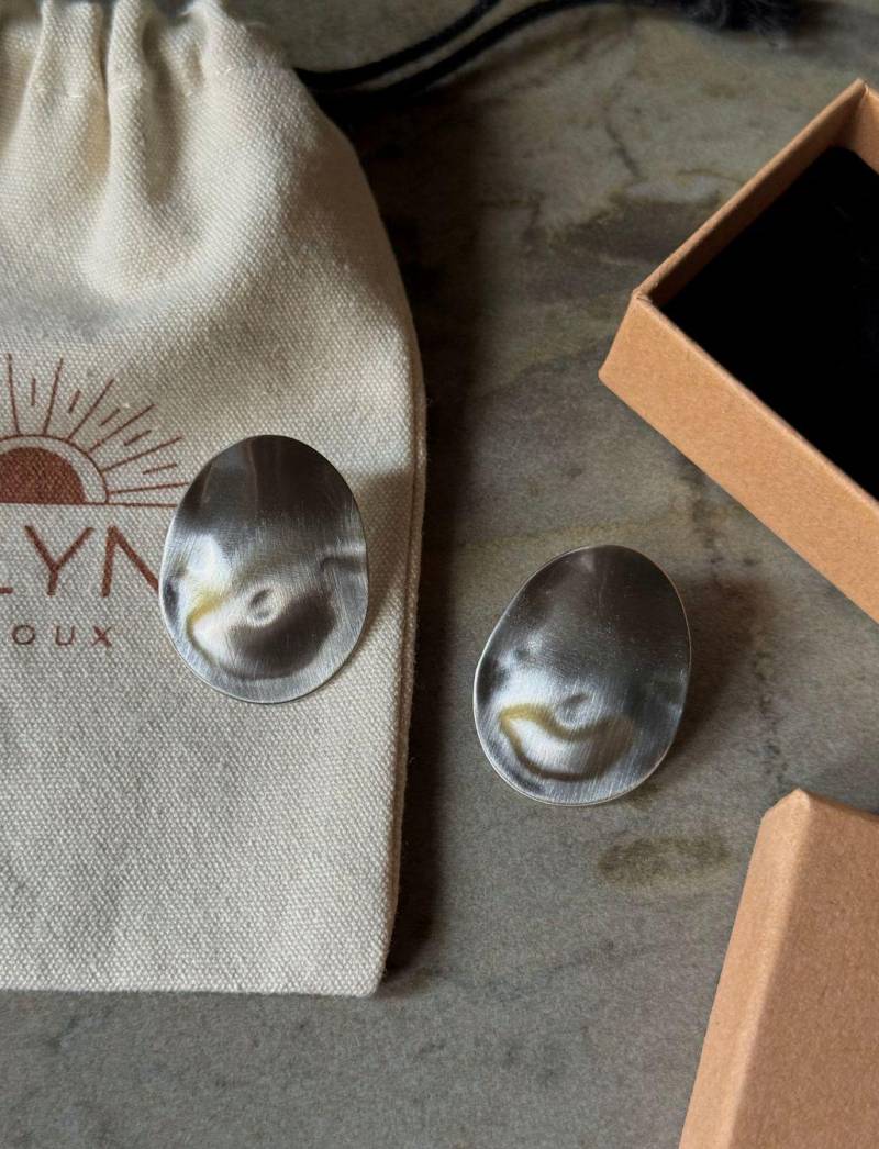 Statement Earrings Stainless Steel - Organic Shape Stud For Women, Modern Minimalist Jewelry Gift von solynebijoux