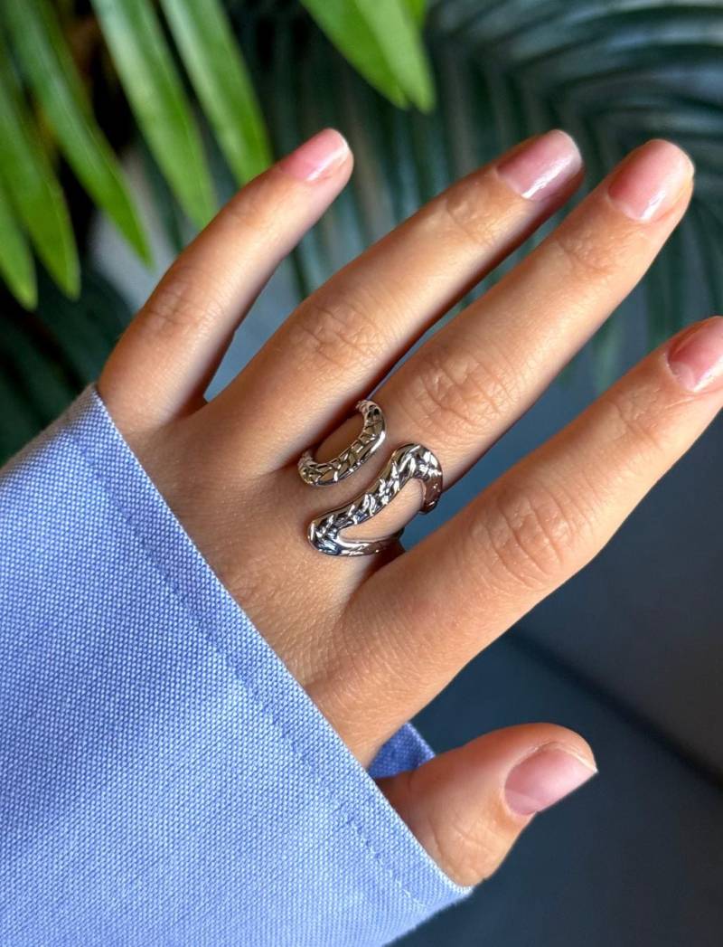 Unisex Y2K Chunky Statement Ring Stainless Steel Adjustable Open Band von solynebijoux